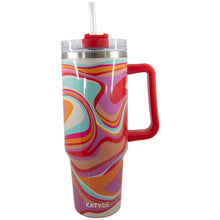 Load image into Gallery viewer, Groovy Swirls 40oz Insulated Tumbler Cup w/ Handle