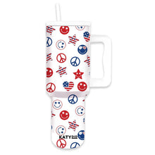 Load image into Gallery viewer, America Star, Peace & Happy Face 38 Oz Tumbler w/ Handle