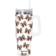Load image into Gallery viewer, Football Bows All Over Stainless Steel Tumbler