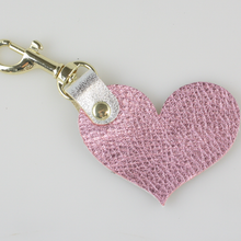 Load image into Gallery viewer, Two Tone Leather Heart Keychain - Metallics!
