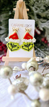 Load image into Gallery viewer, Grinch Earrings, Christmas Earrings, Clay Earrings