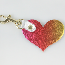 Load image into Gallery viewer, Two Tone Leather Heart Keychain - Metallics!