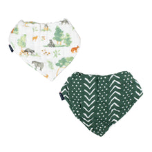 Load image into Gallery viewer, Forest Friends + Mudcloth Classic Muslin Bandana Bib Set