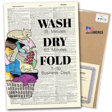 Load image into Gallery viewer, Vintage Dictionary Art - Vintage Art Dictionary Page - Wash Dry Fold