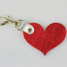 Load image into Gallery viewer, Two Tone Leather Heart Keychain - Metallics!