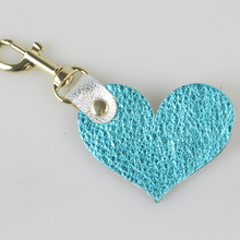 Load image into Gallery viewer, Two Tone Leather Heart Keychain - Metallics!