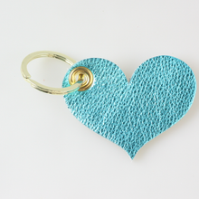 Load image into Gallery viewer, Two Tone Leather Heart Keychain - Metallics!