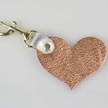 Load image into Gallery viewer, Two Tone Leather Heart Keychain - Metallics!