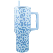Load image into Gallery viewer, Modern Light Blue Leopard 38 Oz Tumbler Cup w/ Handle