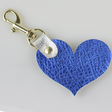 Load image into Gallery viewer, Two Tone Leather Heart Keychain - Metallics!