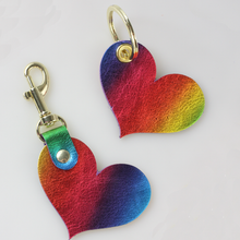 Load image into Gallery viewer, Two Tone Leather Heart Keychain - Metallics!