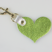 Load image into Gallery viewer, Two Tone Leather Heart Keychain - Metallics!