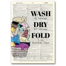 Load image into Gallery viewer, Vintage Dictionary Art - Vintage Art Dictionary Page - Wash Dry Fold