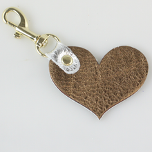 Load image into Gallery viewer, Two Tone Leather Heart Keychain - Metallics!