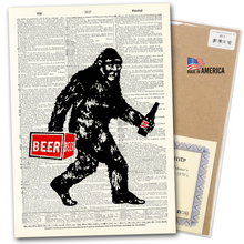 Load image into Gallery viewer, Vintage Dictionary Art - Bigfoot Beer Run - Vintage Dictionary Wall Art