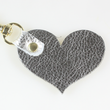 Load image into Gallery viewer, Two Tone Leather Heart Keychain - Metallics!