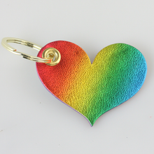 Load image into Gallery viewer, Two Tone Leather Heart Keychain - Metallics!