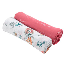 Load image into Gallery viewer, Mermaid + Bubbles Oh-So-Soft Muslin Swaddle Blanket Set