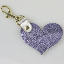 Load image into Gallery viewer, Two Tone Leather Heart Keychain - Metallics!