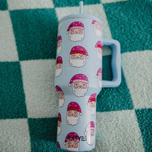 Load image into Gallery viewer, Pink Santa Hats Blue Tumbler