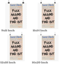 Load image into Gallery viewer, Fuck Around And Find Out Guest Check Wall Art Prints