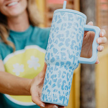 Load image into Gallery viewer, Modern Light Blue Leopard 38 Oz Tumbler Cup w/ Handle