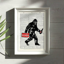 Load image into Gallery viewer, Vintage Dictionary Art - Bigfoot Beer Run - Vintage Dictionary Wall Art