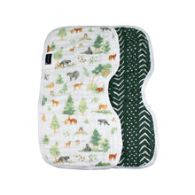 Load image into Gallery viewer, Forest Friends + Mudcloth Muslin Burp Cloth Set