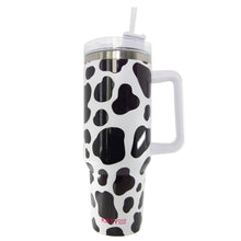 Load image into Gallery viewer, Blk/Wht Cow Print Tumbler Cup with Handle