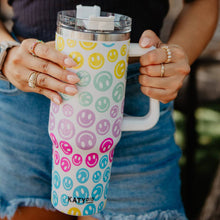 Load image into Gallery viewer, Pastel Happy Face Tumbler Cup with Handle