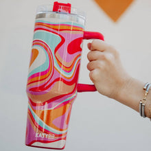 Load image into Gallery viewer, Groovy Swirls 40oz Insulated Tumbler Cup w/ Handle