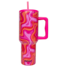 Load image into Gallery viewer, Hot Pink Retro Swirl Stainless Steel Tumbler
