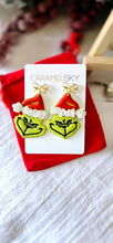 Load image into Gallery viewer, Grinch Earrings, Christmas Earrings, Clay Earrings
