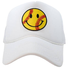 Load image into Gallery viewer, Softball Happy Face Patch Women's Foam Trucker Hat
