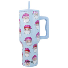 Load image into Gallery viewer, Pink Santa Hats Blue Tumbler
