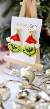 Load image into Gallery viewer, Grinch Earrings, Christmas Earrings, Clay Earrings
