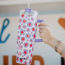 Load image into Gallery viewer, Lilac Floral 40 Oz Tumbler Cup w/ Handle
